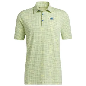 adidas Night Camo-Print Primegreen Polo Shirt - Pulse Yellow/Focus Blue