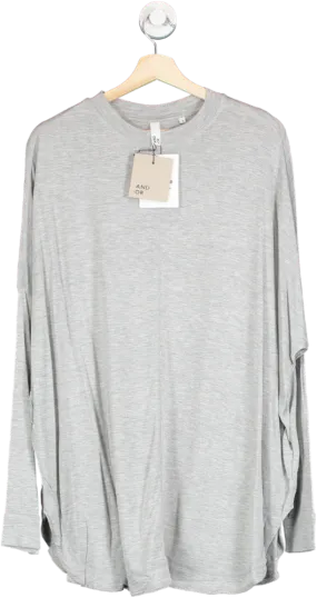 AND/OR Grey Viscose Orla Long Sleeve Top UK 14