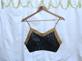 Black, Cotton, Embroidery Bralette