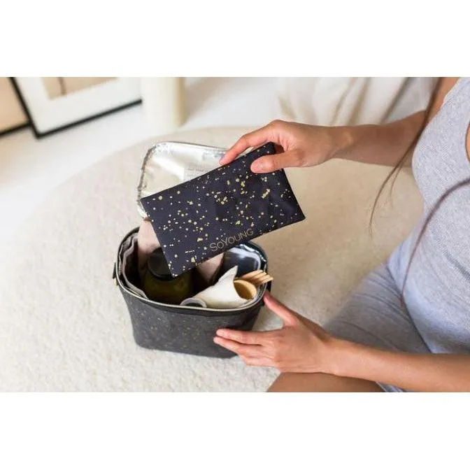 Black Paper Petite Lunch Poche - Gold Splatter