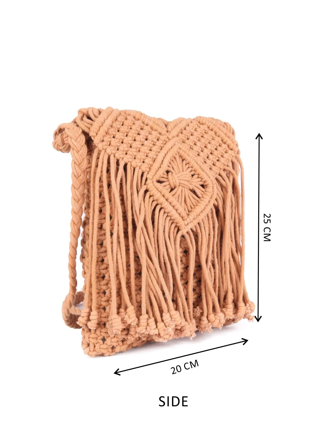 Cream Macrame Flapover Crossbody Sling Bag