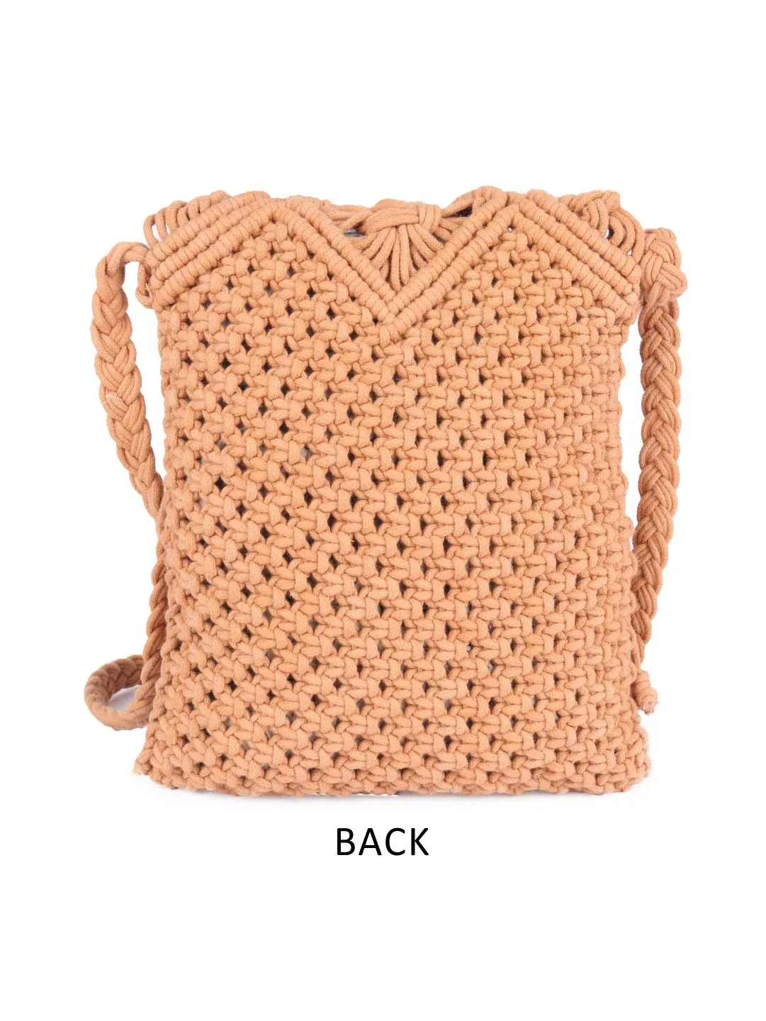 Cream Macrame Flapover Crossbody Sling Bag