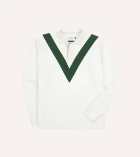 Ecru and Green Chevron Cotton Rugby Shirt