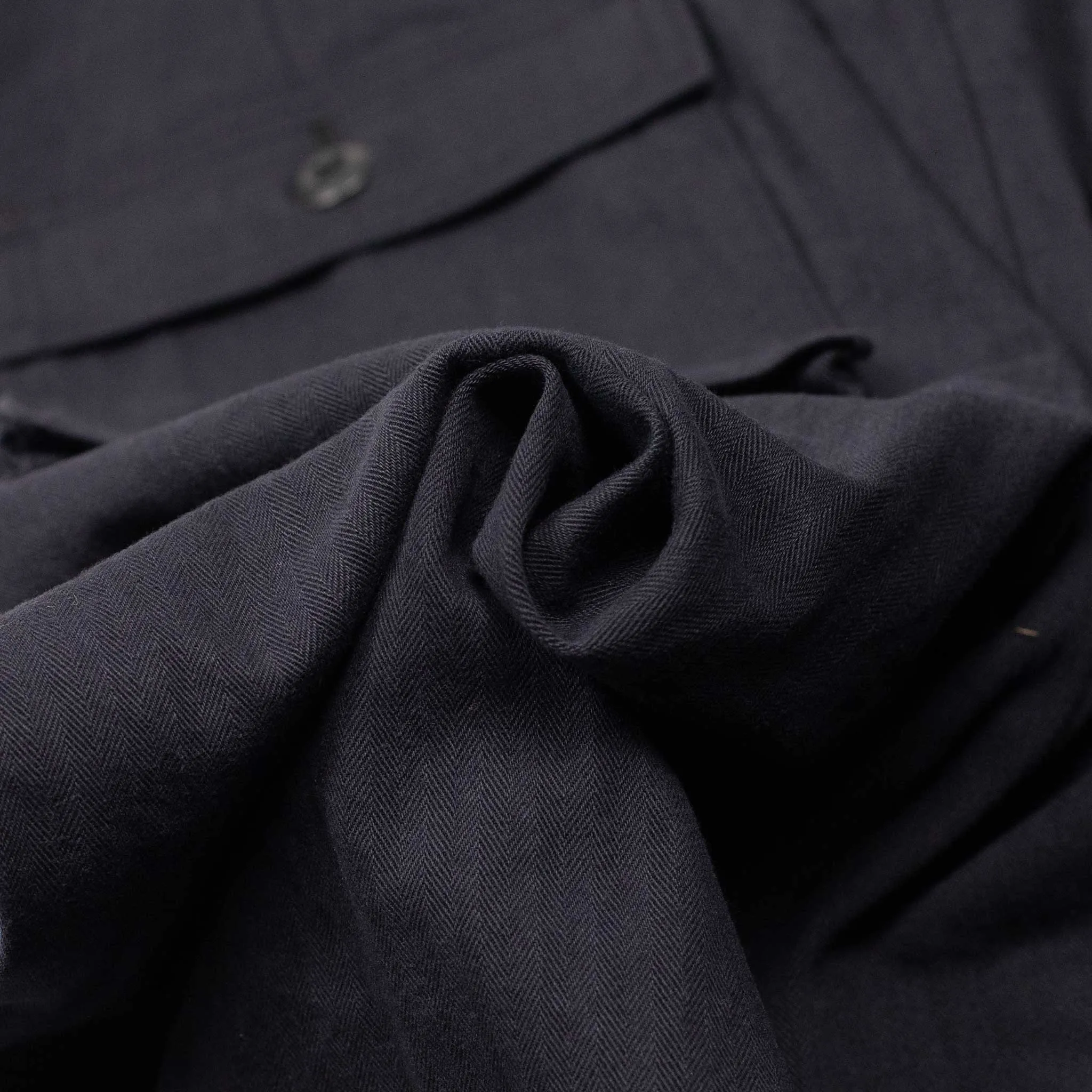 Fatigue pants in midnight blue washed cotton herringbone twill