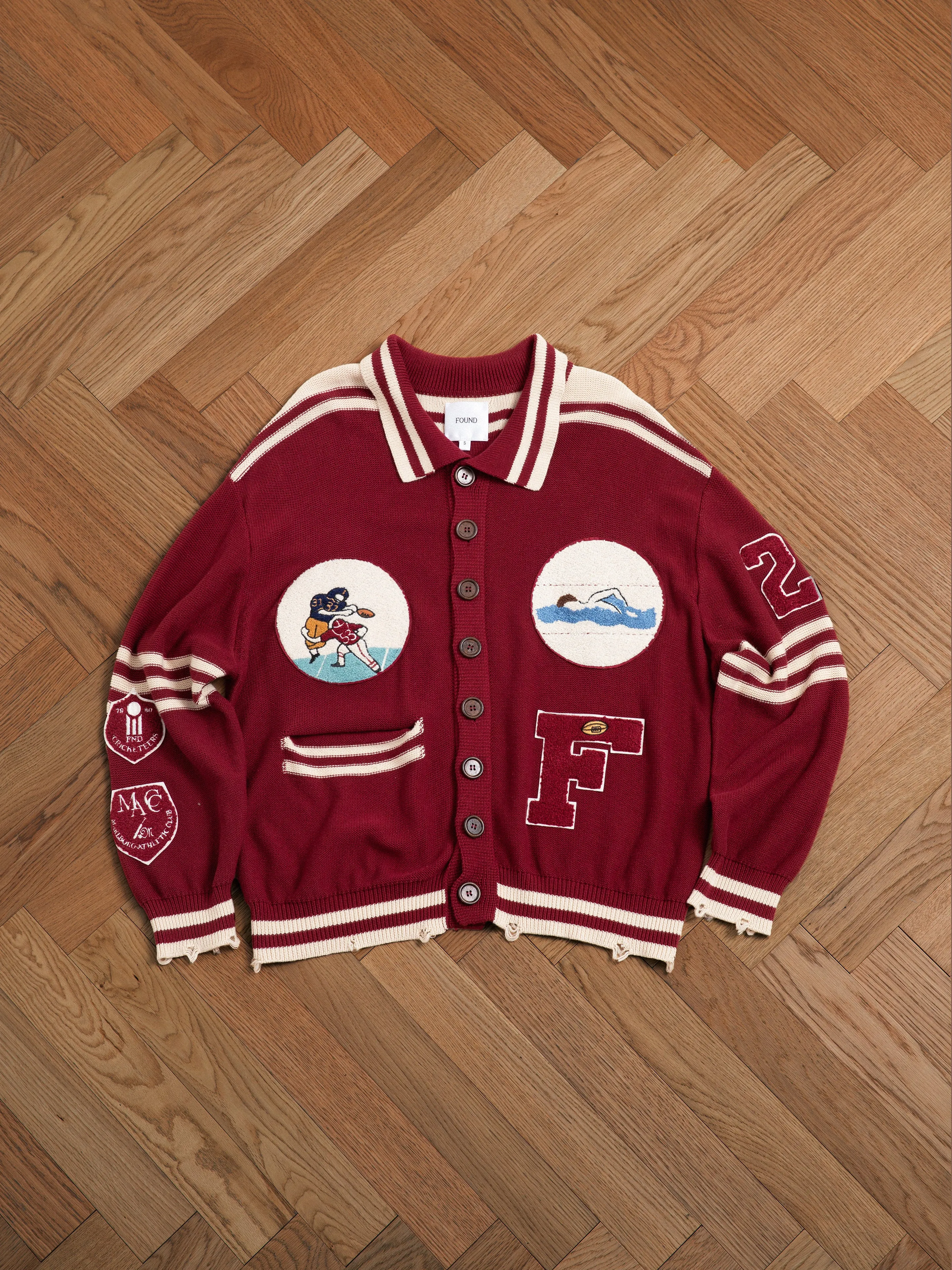 Fin Varsity Patch Collared Cardigan