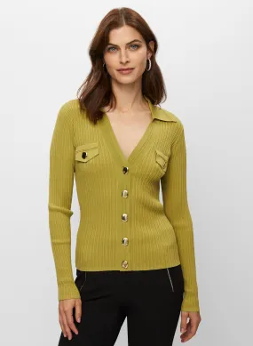 Gold Button Rib Knit Top