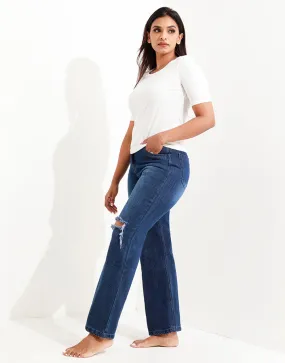 High Waist Ripped Bootcut Jeans