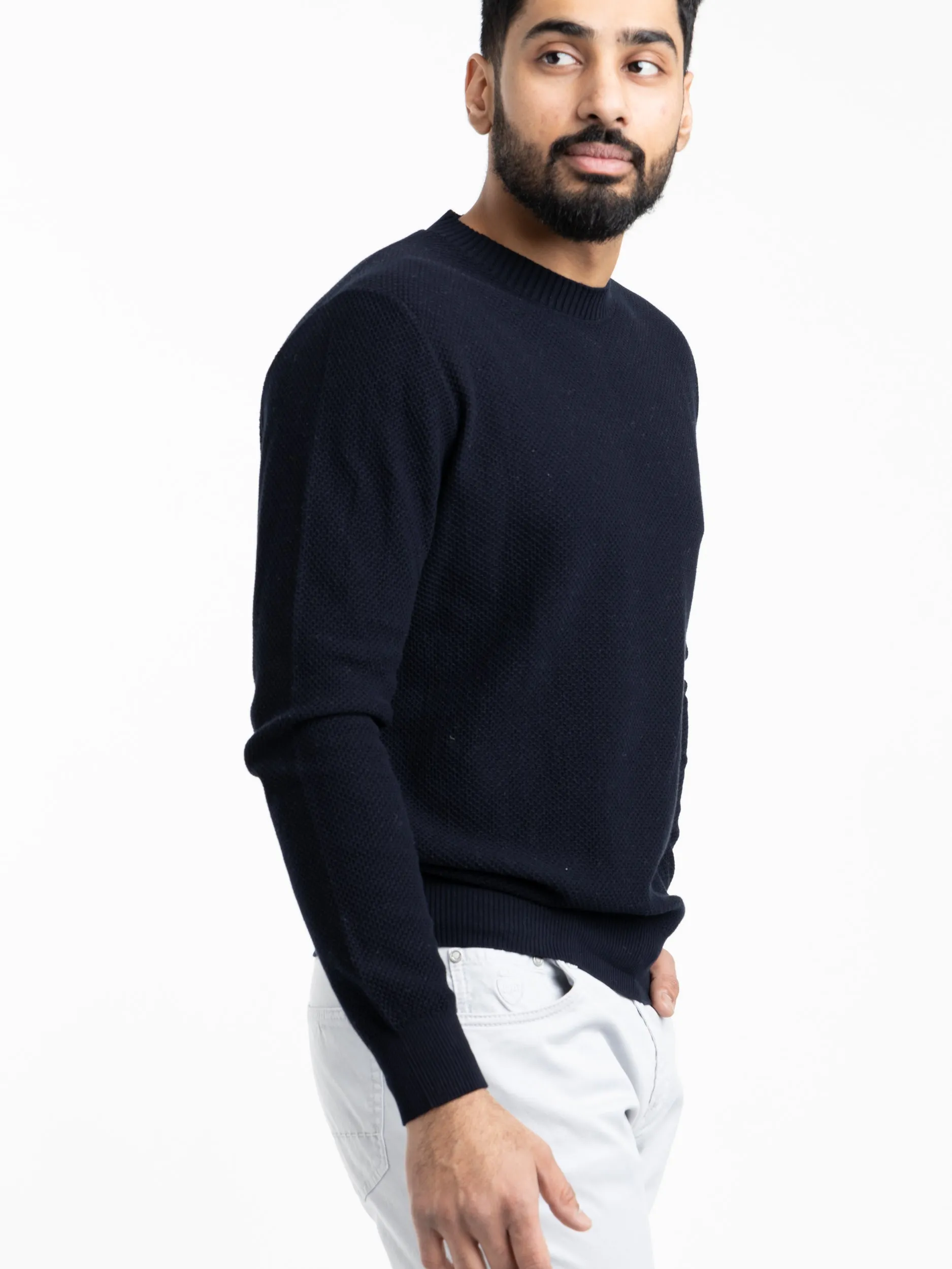 Navy Long-Sleeve Crewneck Sweater