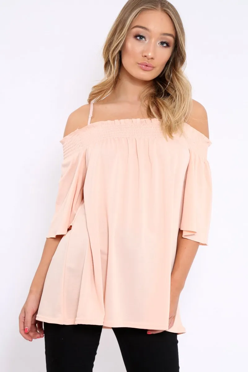 Nude Shirred Loose Top - Carey