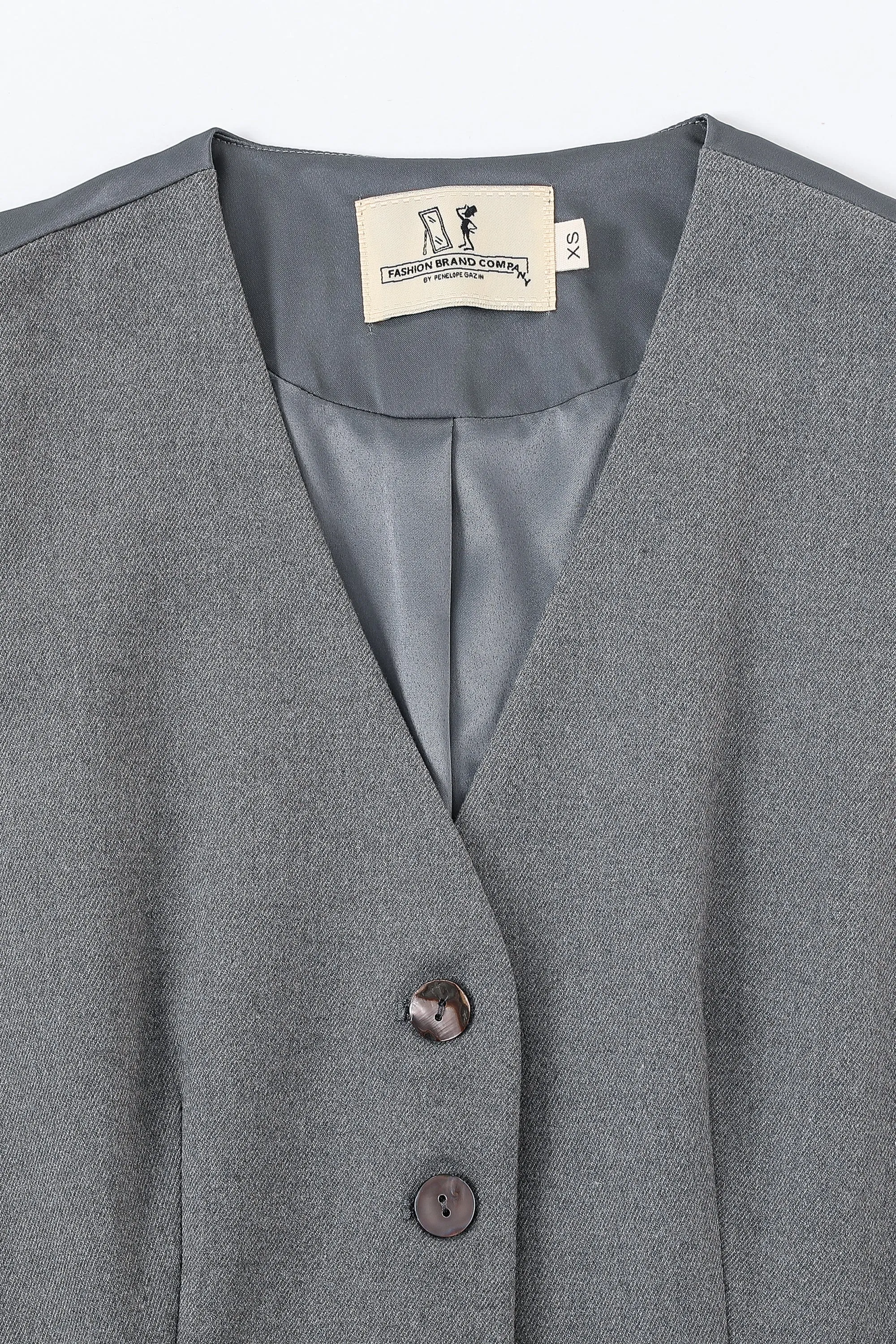 Pockets Suit Vest Gray