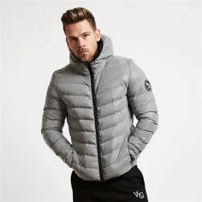 Solid Collar Outerwear Zipped Jacket For Men