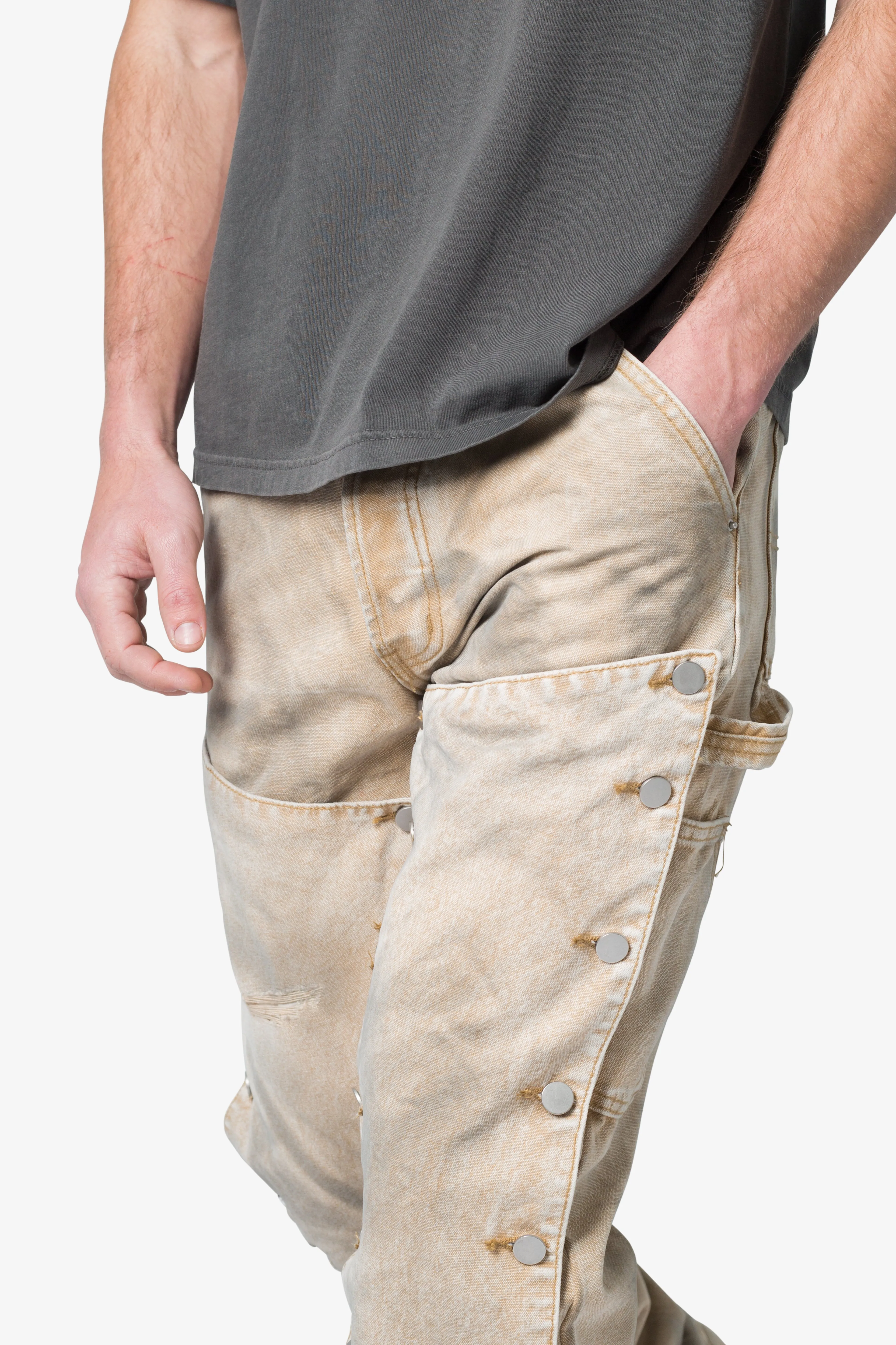 V624 Snap Off Baggy Pants - Brown