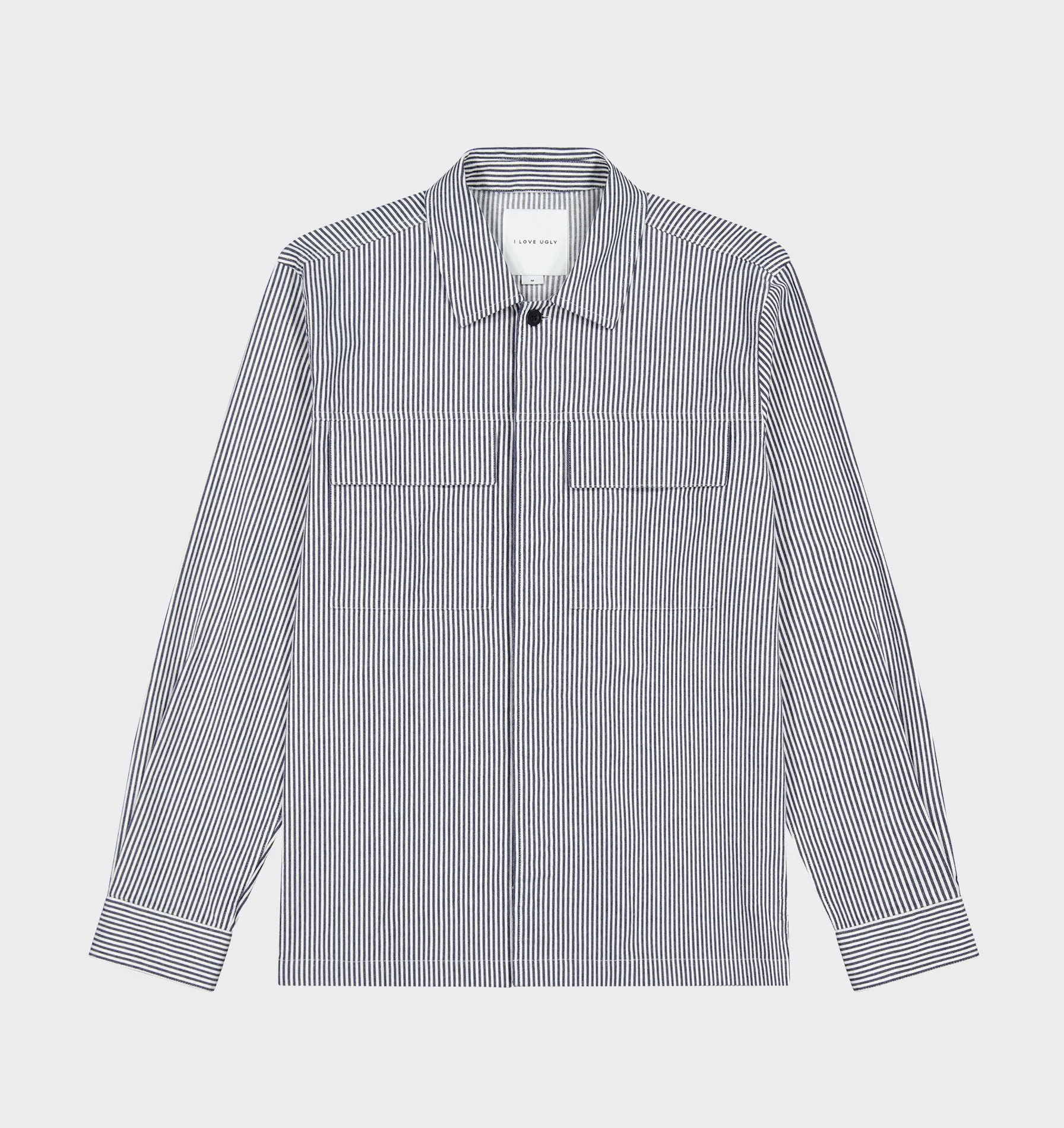 Vinnie Workwear LS Shirt - Navy/White Stripe